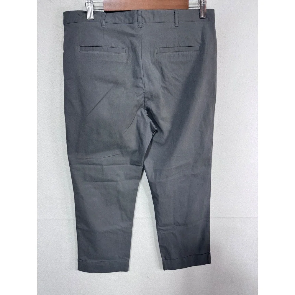 Worthington Women 12 Gray Pants Cropped Cuffed Dress Slacks Professional